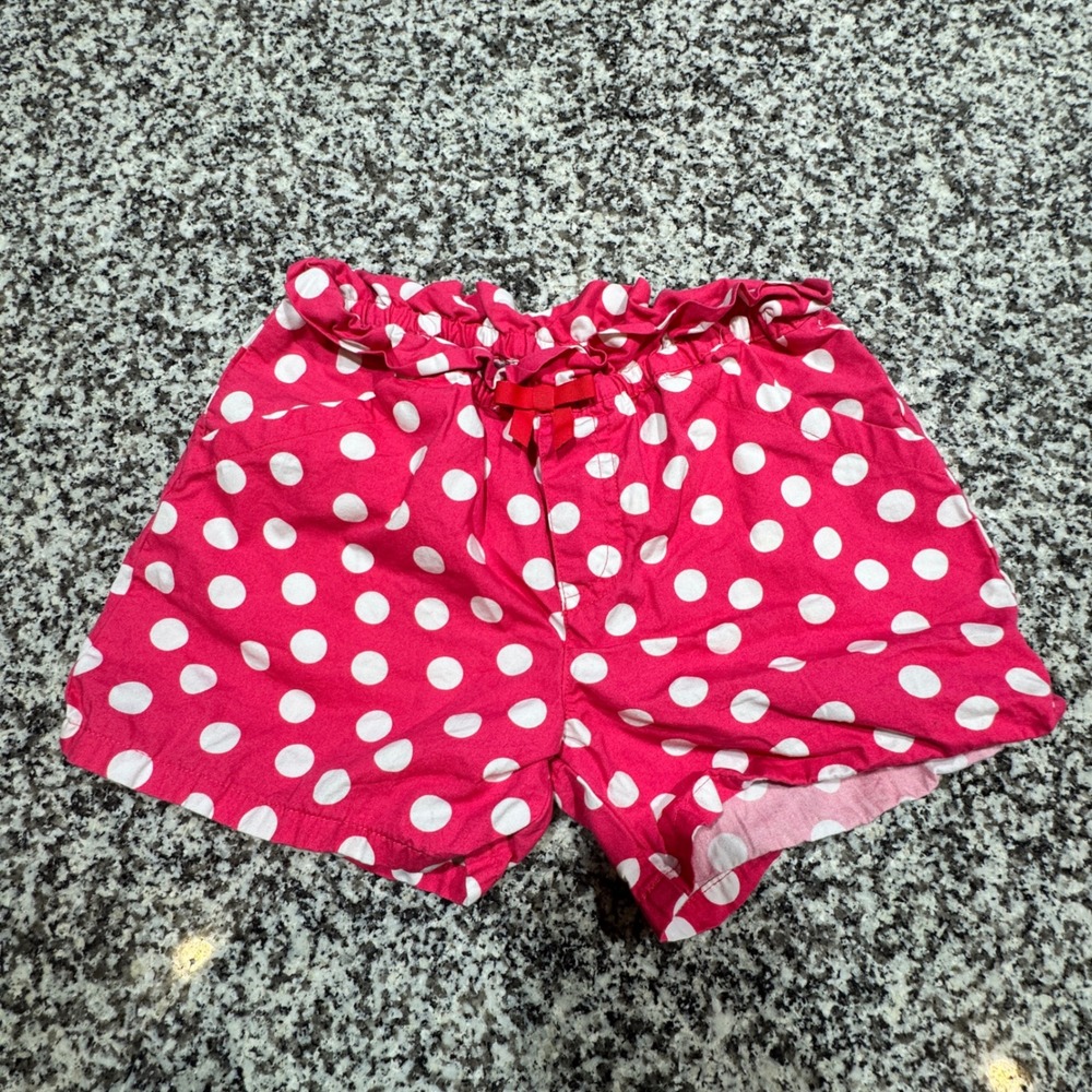 Gymboree Polka Dot Shorts Girls Size 8 Pink White Cotton Paperbag Waist Preppy